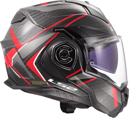 LS2 FF901 ADVANT X CARBON MODULAR HELMET - FUTURE II BLACK RED