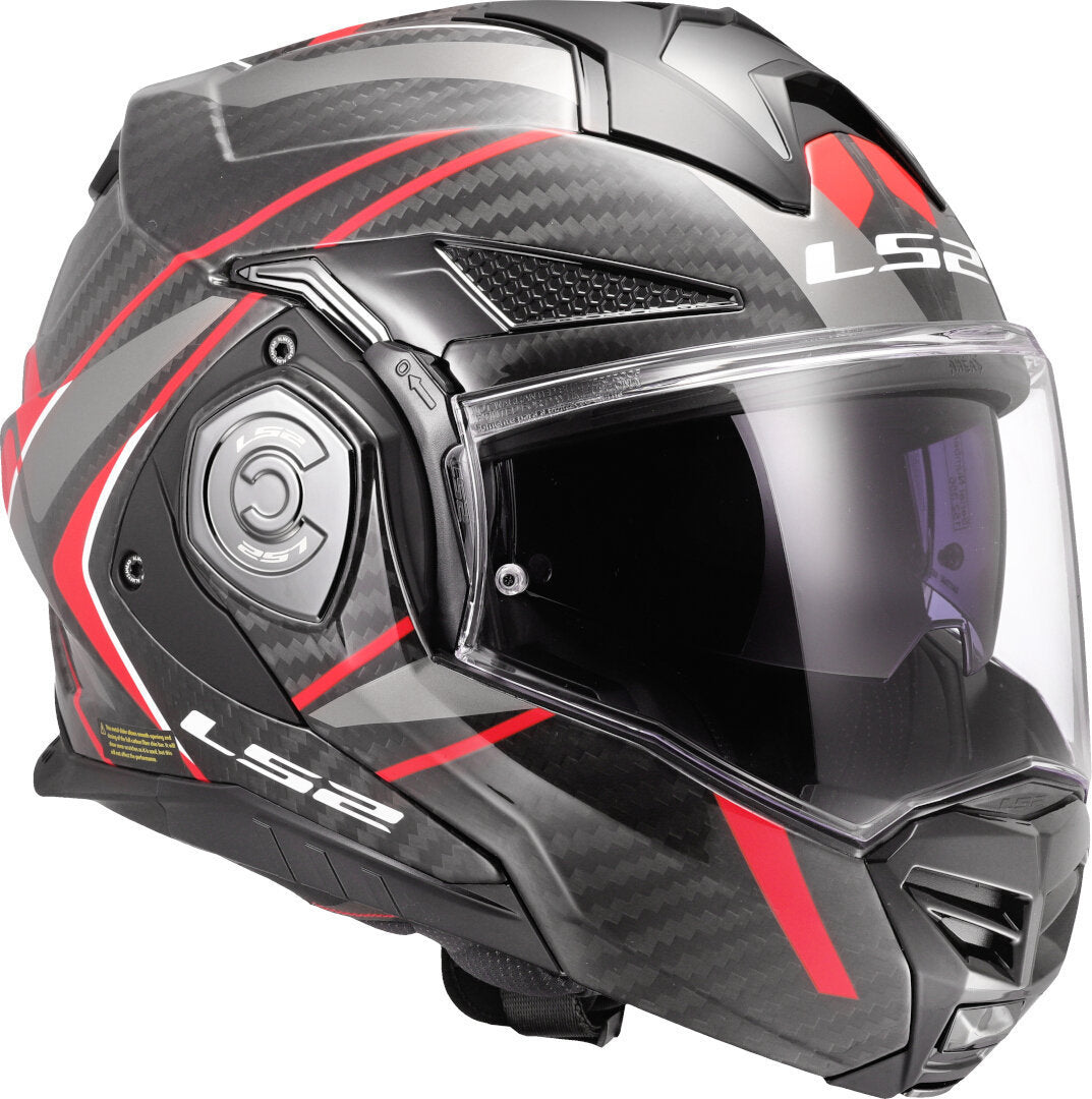 LS2 FF901 ADVANT X CARBON MODULAR HELMET - FUTURE II BLACK RED