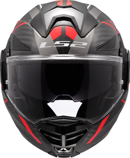 LS2 FF901 ADVANT X CARBON MODULAR HELMET - FUTURE II BLACK RED