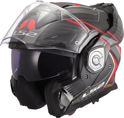 LS2 FF901 ADVANT X CARBON MODULAR HELMET - FUTURE II BLACK RED