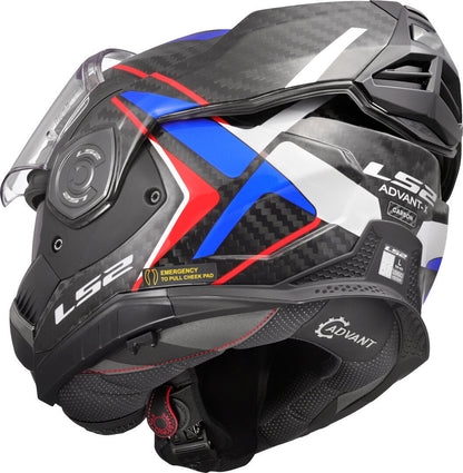 LS2 FF901 ADVANT X CARBON MODULAR HELMET - FUTURE II WHITE BLUE RED