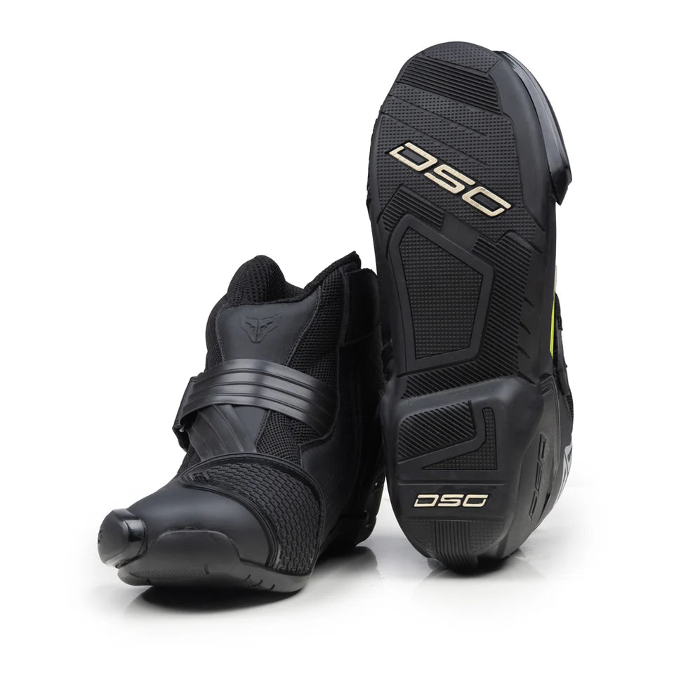 DSG GP-1 RIDING BOOTS BLACK YELLOW FLUO