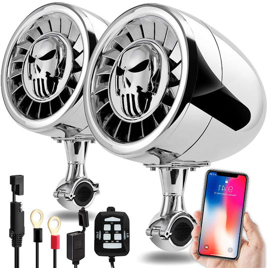GO HAWK 5″ BLUETOOTH MOTORCYCLE SPEAKERS WITH 600W AMPLIFIER, USB/AUX & WIRED REMOTE
