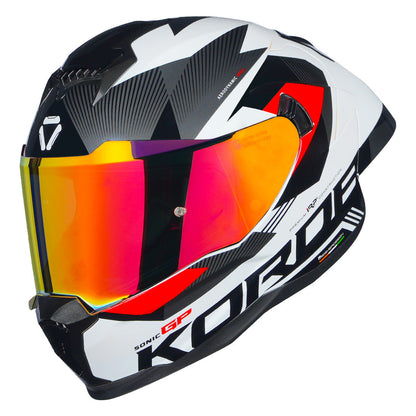 KORDA SONIC GP BRAVE GLOSS WHITE RED HELMET