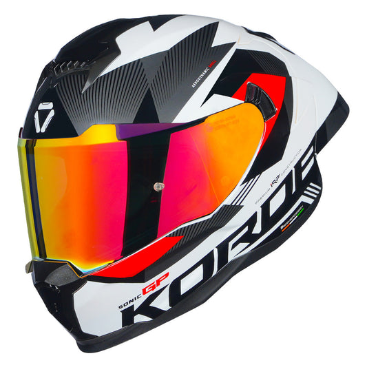 KORDA SONIC GP BRAVE GLOSS WHITE RED HELMET