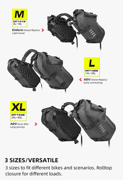 RHINOWALK RACKLESS WATERPROOF PANNIER BAGS – 18L/28L/48L PAIR