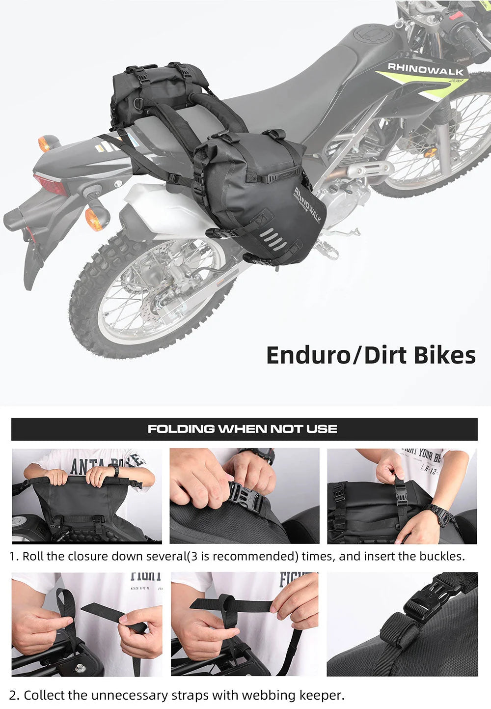 RHINOWALK RACKLESS WATERPROOF PANNIER BAGS – 18L/28L/48L PAIR