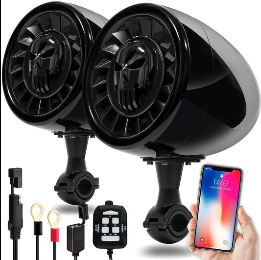 GO HAWK 5″ BLUETOOTH MOTORCYCLE SPEAKERS WITH 600W AMPLIFIER, USB/AUX & WIRED REMOTE