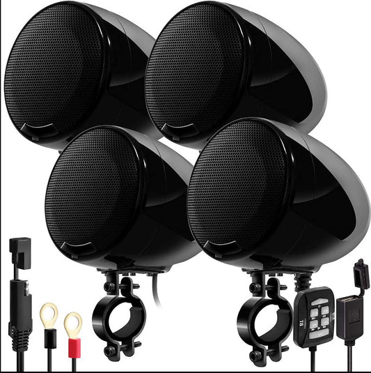 GO HAWK 4.5″ ALL-IN-ONE MOTORCYCLE STEREO SPEAKERS WITH 1200W AMPLIFIER, BLUETOOTH, USB/AUX & WIRED REMOTE