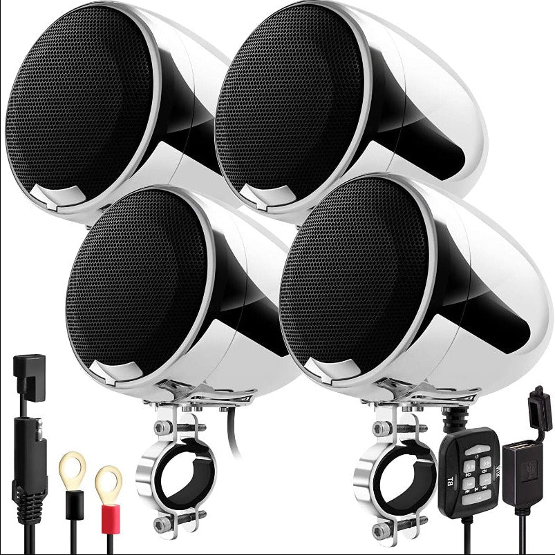 GO HAWK 4.5″ ALL-IN-ONE MOTORCYCLE STEREO SPEAKERS WITH 1200W AMPLIFIER, BLUETOOTH, USB/AUX & WIRED REMOTE