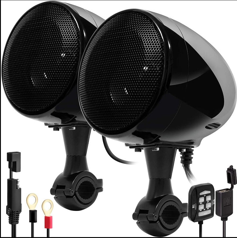 GO HAWK 4-INCH BLUETOOTH MOTORCYCLE SPEAKERS WITH 300W AMPLIFIER AND WIRED REMOTE CONTROL