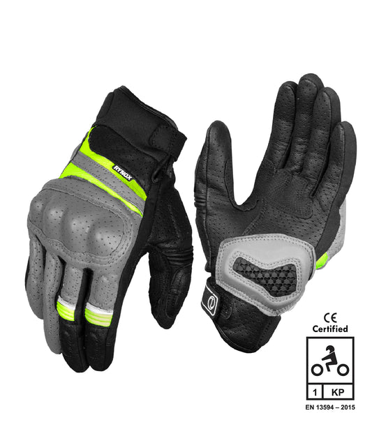 RYNOX AIR GT SP GLOVES – GREY / HI-VIZ GREEN