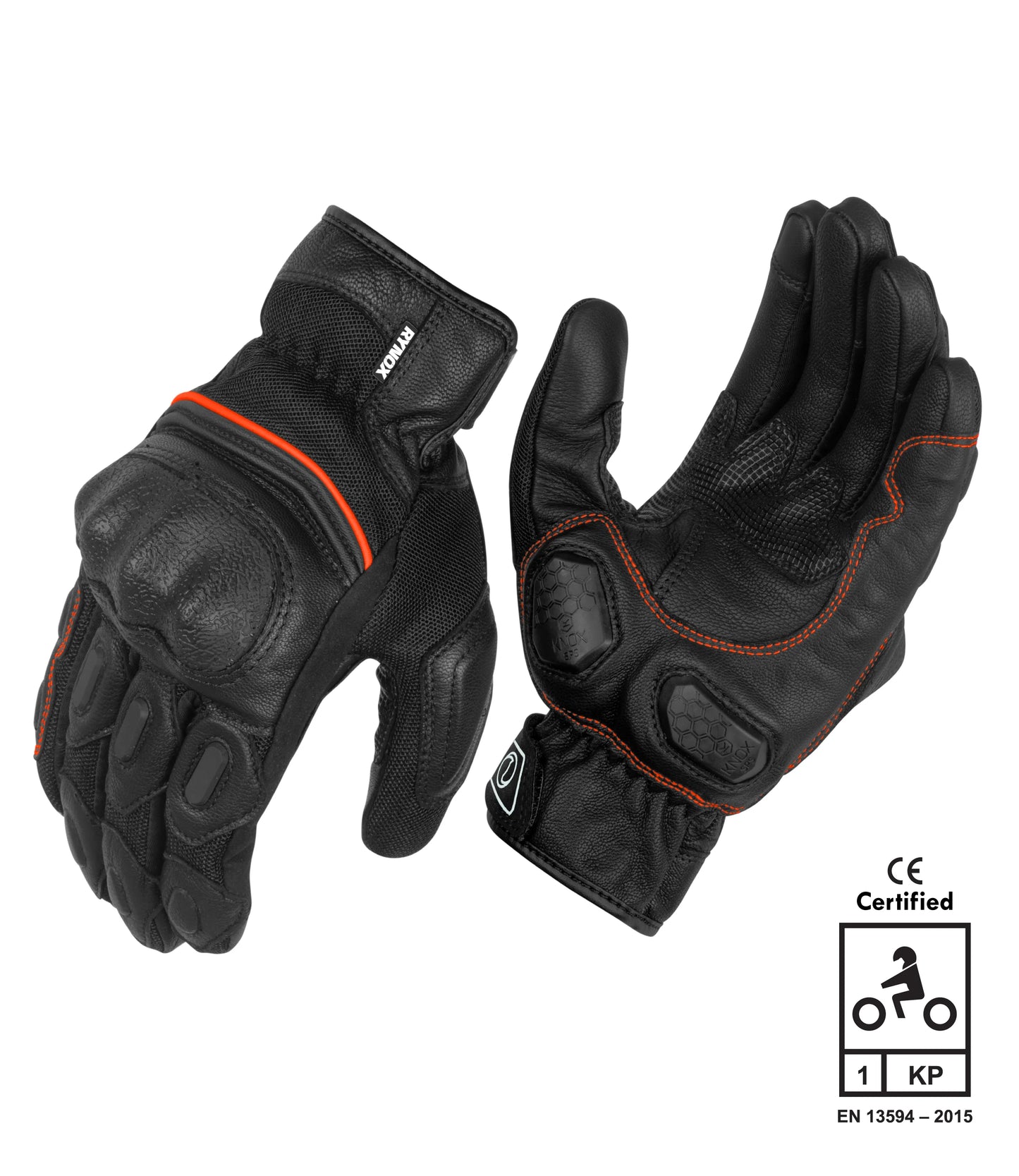 RYNOX TORNADO PRO 3 GLOVES – BLACK / ORANGE