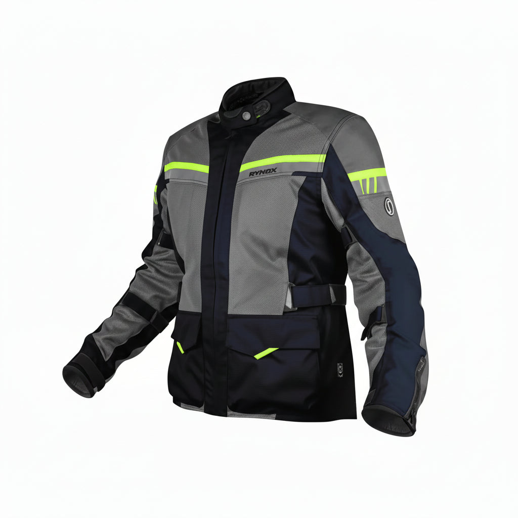 RYNOX STEALTH AIR PRO JACKET-BLUE HI-VIZ GREEN