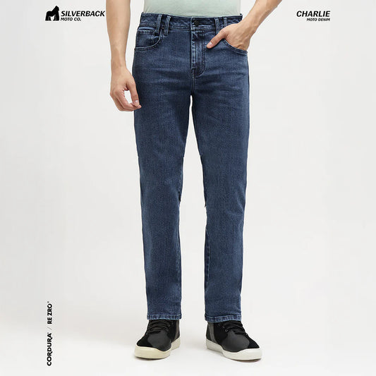 SILVERBACK CHARLIE MOTORCYCLE RIDING DENIM WASHED BLUE