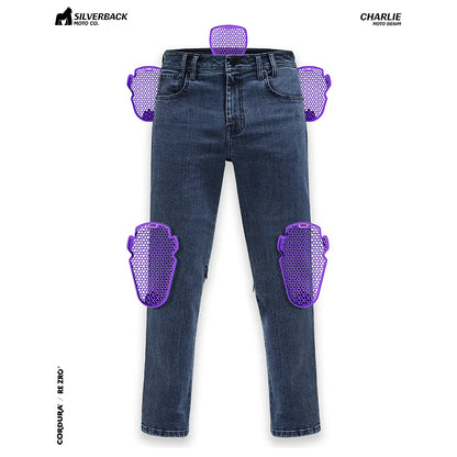 SILVERBACK CHARLIE MOTORCYCLE RIDING DENIM WASHED BLUE