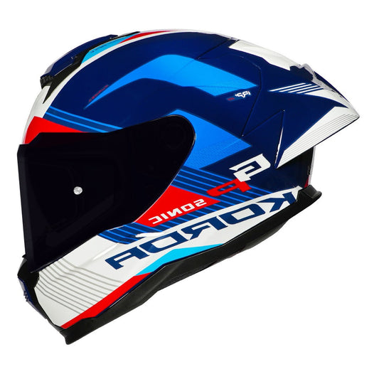 KORDA SONIC GP FURIOSA WHITE BLUE HELMET