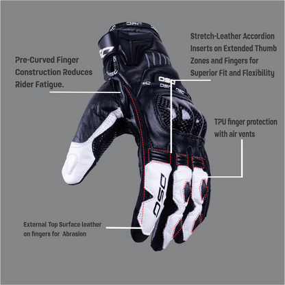 DSG CARBON X V1 RIDING GLOVES BLACK WHITE