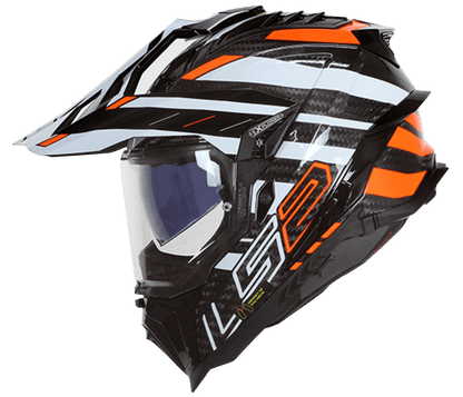 LS2 MX701 CARBON EXPLORER EDGE BLACK FLUO ORANGE
