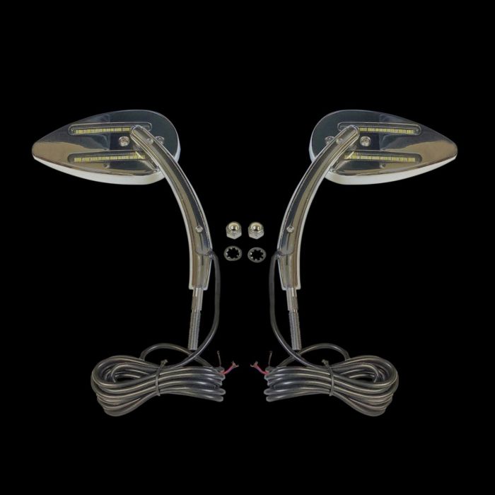 CUSTOM DYNAMICS UNIVERSAL 4-WIRE MOTORCYCLE LED MIRROR WITH RUN/BRAKE/TURN SIGNAL