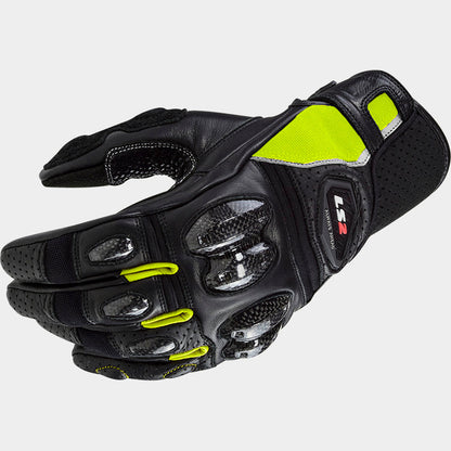 LS2 SPARK II LEATHER BLACK H-V YELLOW