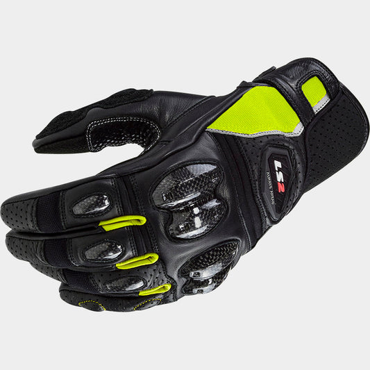LS2 SPARK II LEATHER BLACK H-V YELLOW