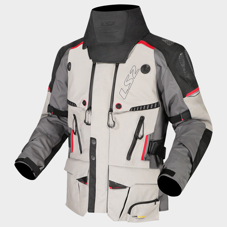 LS2 APOLLO MAN ALL WEATHER JACKET BLACK RED GREY